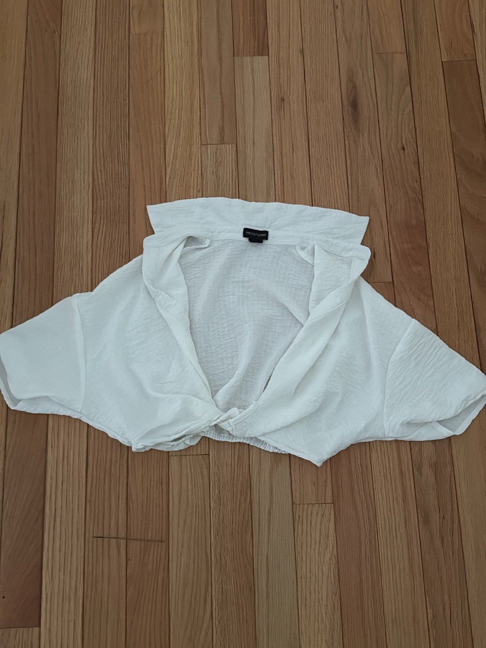PLT White Cropped Twist-Front TOP